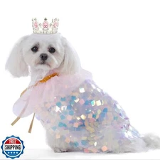 FLAdorepet Dog Princess Dress Costume with Rhinestones Crown,Pet Cat Cape Clo