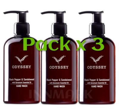 Odyssey Hand Wash Black Pepper and Sandalwood with Geranium Pack 3 x 300ml