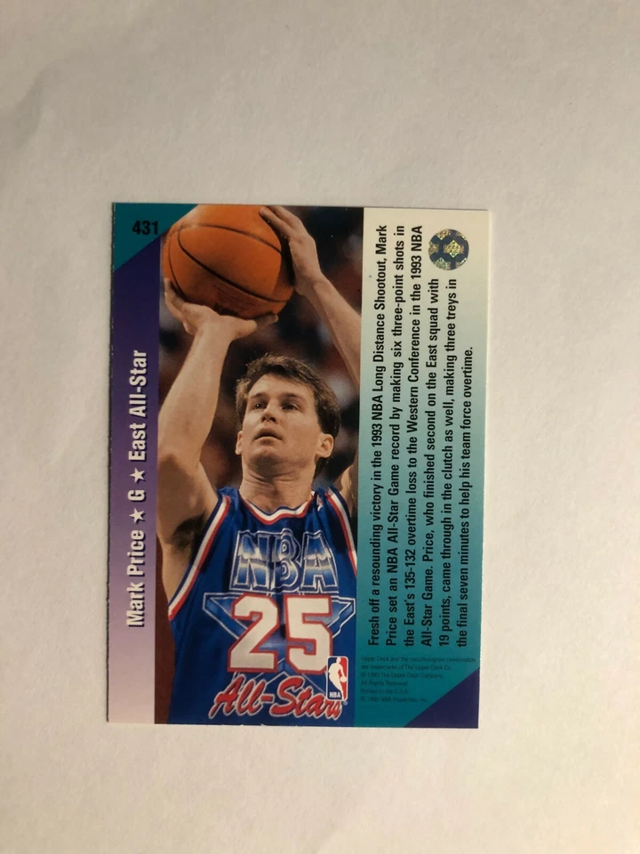 1993 MARK PRICE Upper Deck All Star Basketball Card # 431 - Image 3 of 4