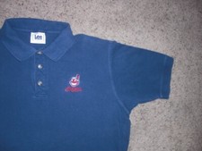 Vintage 90s CLEVELAND INDIANS Chief Wahoo blue short sleeve polo shirt men's XL
