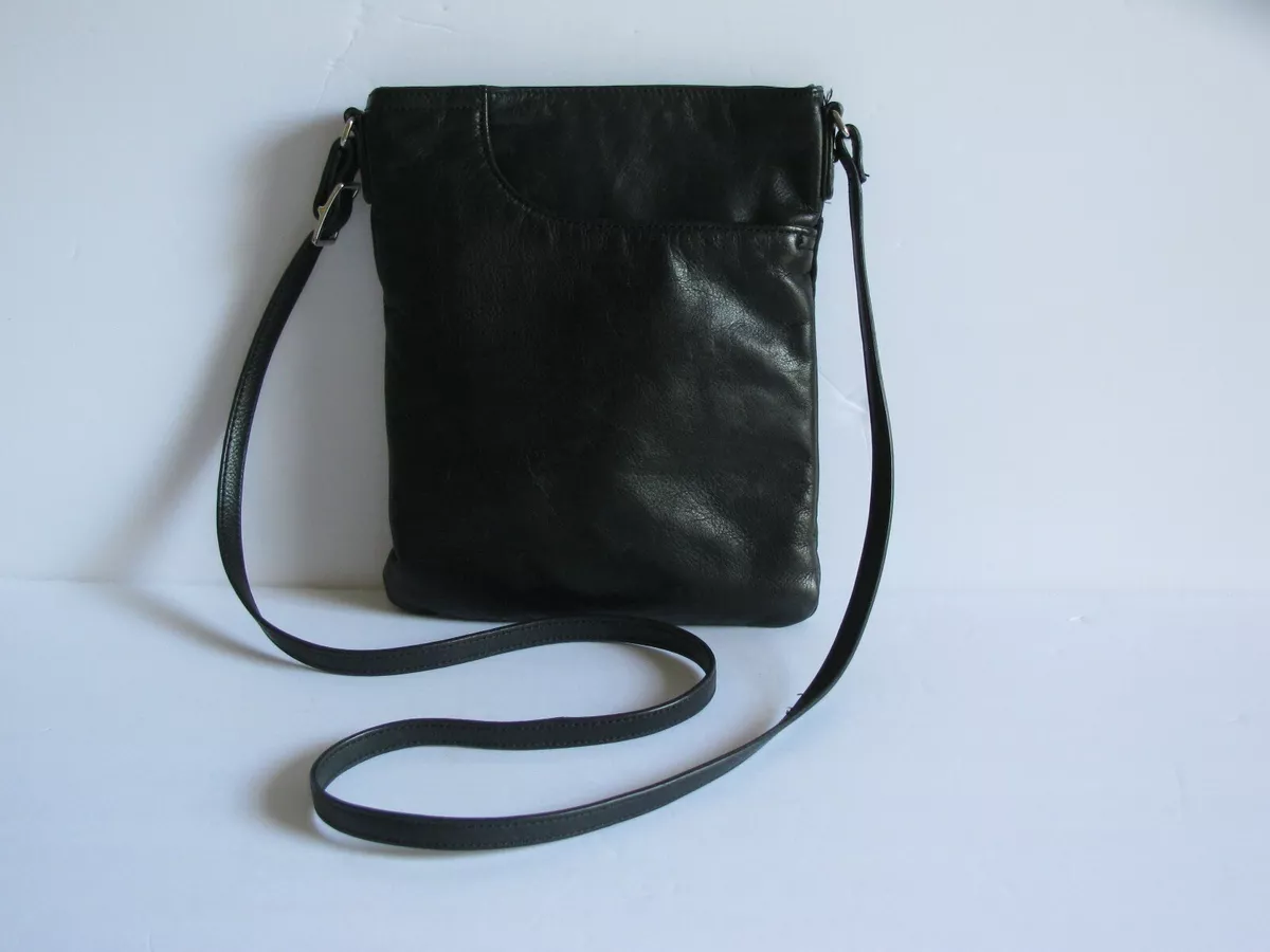 Margot Black Genuine Leather Crossbody Adjustable Strap Shoulder Bag Purse