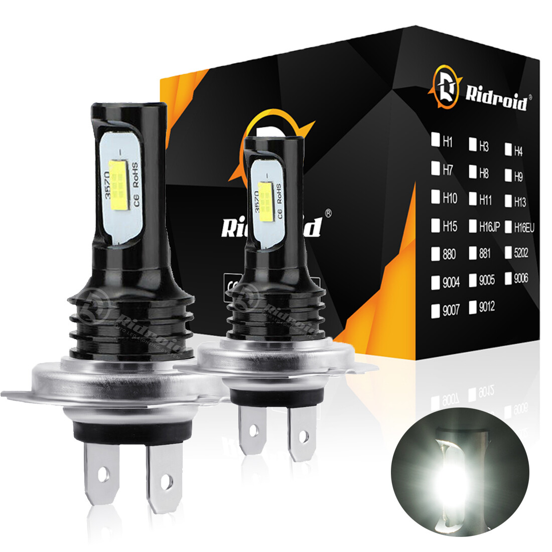 H7 PX26D LED Headlight Bulbs Kit Low High Beam 6000K Cool White