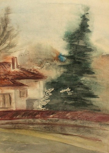 Antique impressionist watercolor painting landscape - Picture 2 of 12