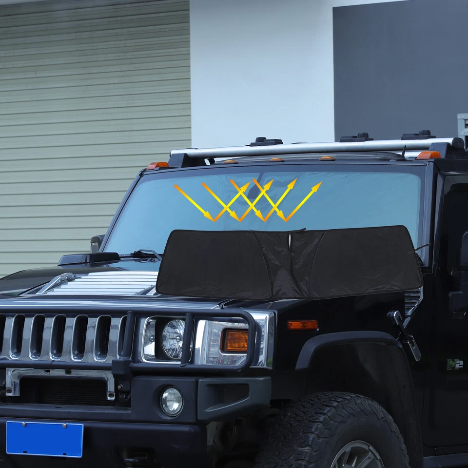 Black Front Windshield Sunshade UV Block Visor For Hummer H2 2003-2009 Foto 3 de 4
