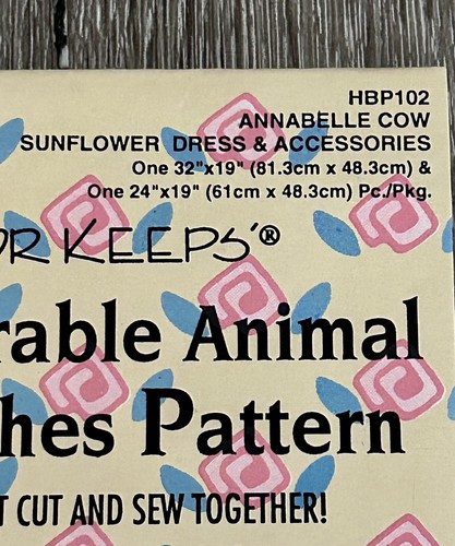 Just For Keeps Pattern Sew Adorable Animal Doll Clothes Annabelle The Cow 1993 - Afbeelding 16 van 17