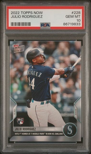 PSA 10 GEM MINT @  2022 TOPPS NOW #228 JULIO RODRIGUEZ RC Mariners Slugger
