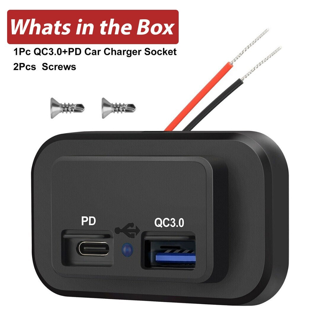 Acegoo Prise de chargeur USB pour camping-car, double port de charge rapide 50 W, 30 W PD Type-C et panneau de montage en surface USB-A 20 W pour caravane de camping-car