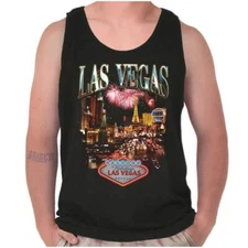 Cool Las Vegas Strip Nevada Fireworks Show Tank Top T Shirts Tees Men Women