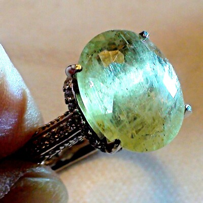 GROSS! 6,5 ct NATUR FEUER FARBWECHSEL DIASPORE KATZENAUGE RING 925 SILBER.8,25