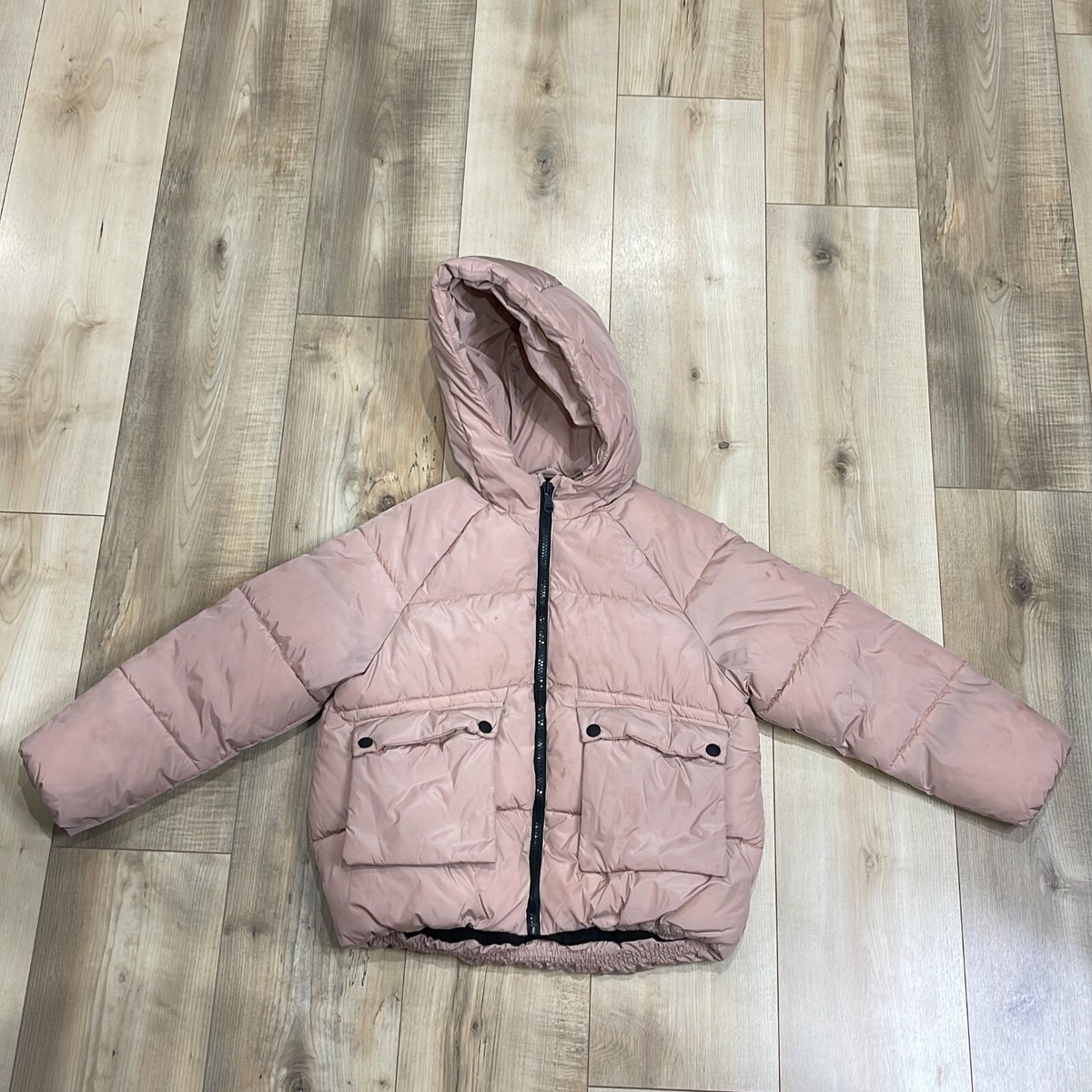 Zara Girls Pink Long Sleeve Mid Length Full-Zip Hooded