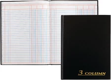 Adams Account Book, 7 X 9.25 Inches, Black, 3-Columns, 80 Pages (ARB8003M)