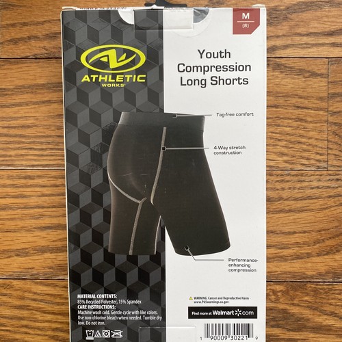 Athletic Works Youth Compression Long Shorts - Black - Size M - (8) - Picture 2 of 2