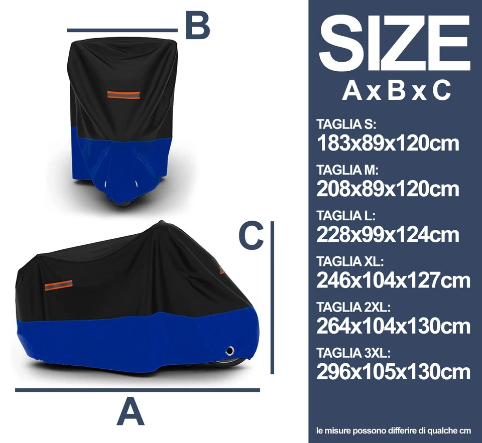 TELO COPRIMOTO SAGOMATO IMPERMEABILE TESSUTO OXFORD 210D TAGLIA L (228x99x124) - Immagine 4 di 4