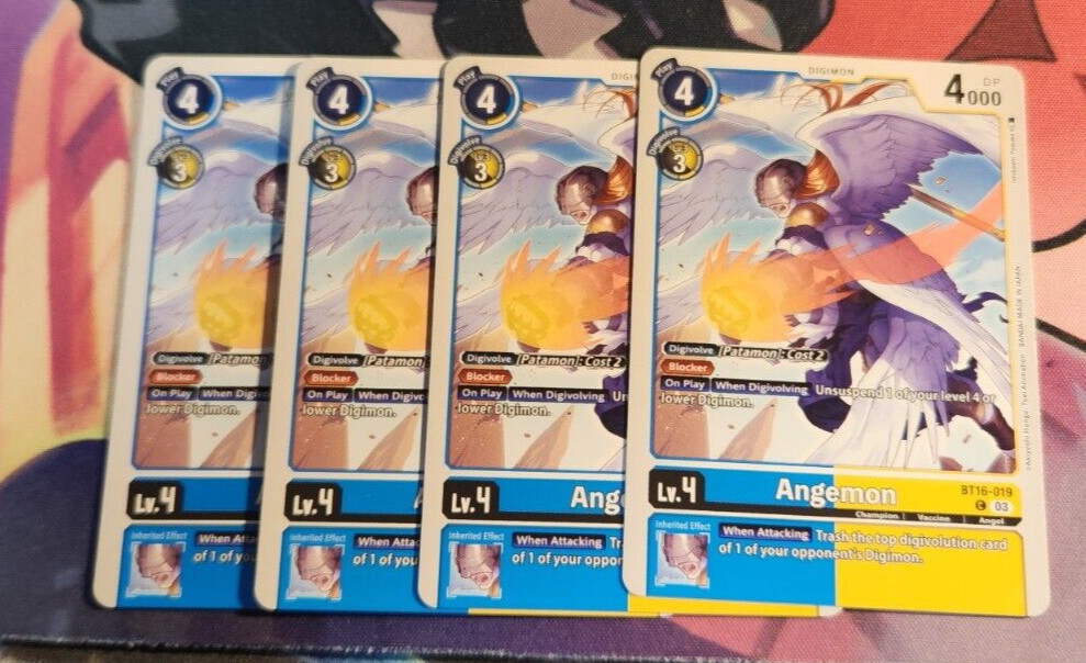 x4 Digimon Beginning Observer ANGEMON Blue/Yellow Common BT16-019