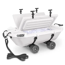 Cuddy 40 QT Floating Coolerwith Cuddy Crawler Wheel Kit - White