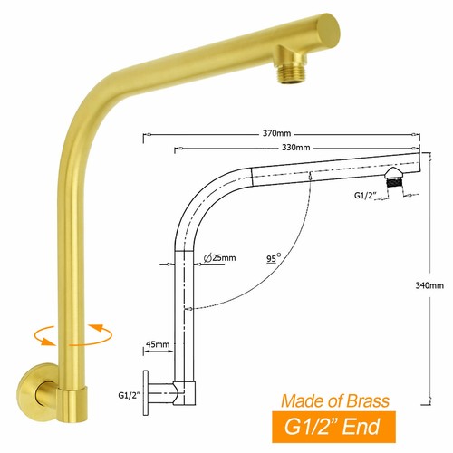 Chrome/Black Brass Shower Arm Extension Wall Gooseneck Ceiling Dropper For Head - Picture 49 of 112