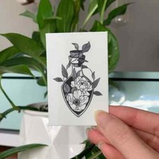 temporary tattoo - Set of two wrist size Flower Heart  approx. 1.5" each 