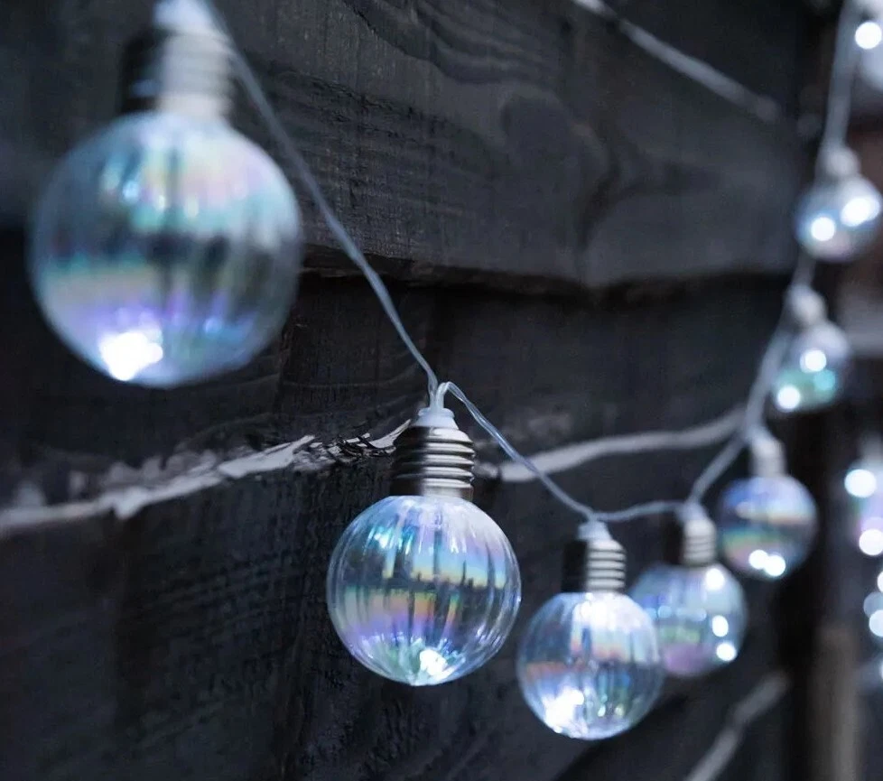 Solar Powered Garden 2 m x Iridescent String Lights No Electrics Needed