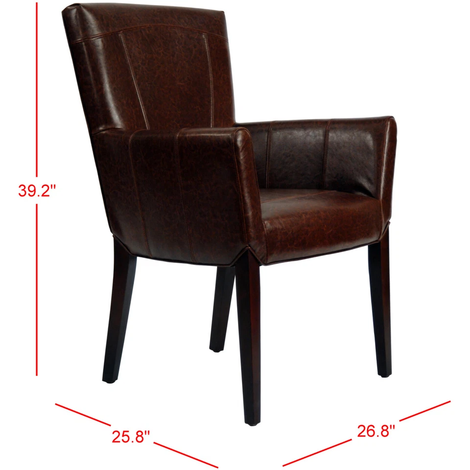 SAFAVIEH Ken Leather Arm Chair | Brown | - Image 3 of 4