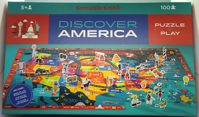 Crocodile Creek, Discover America, Learn Play,100 PCS, 27x37 Floor  Puzzle, NEW