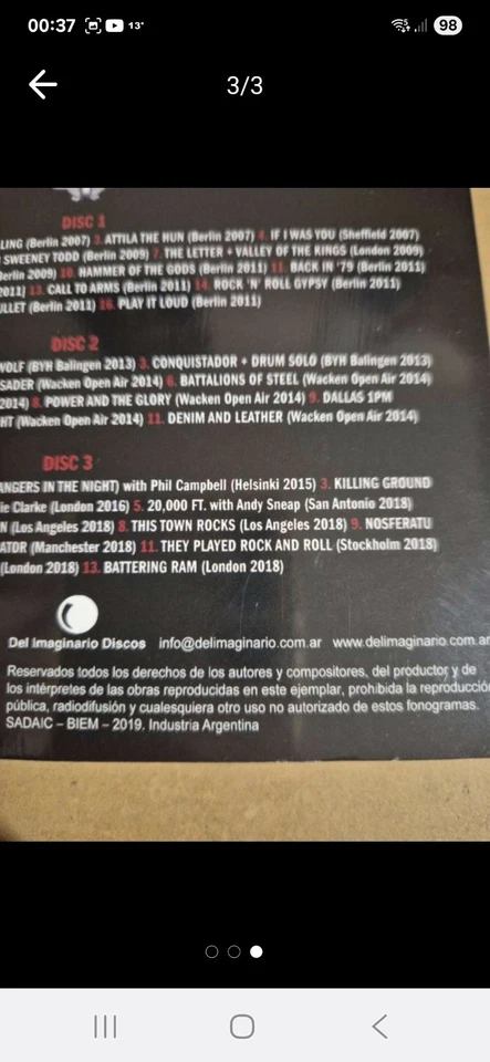 SAXON - The Eagle has Landed 40 Live (3 CD) Argentinia-Version  - Bild 3 von 3