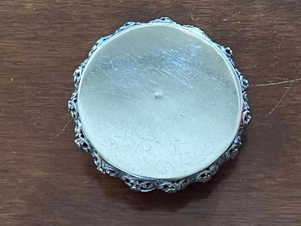 Porta Cipria da borsetta Argento 900 stile ed epoca Liberty - Immagine 2 di 4