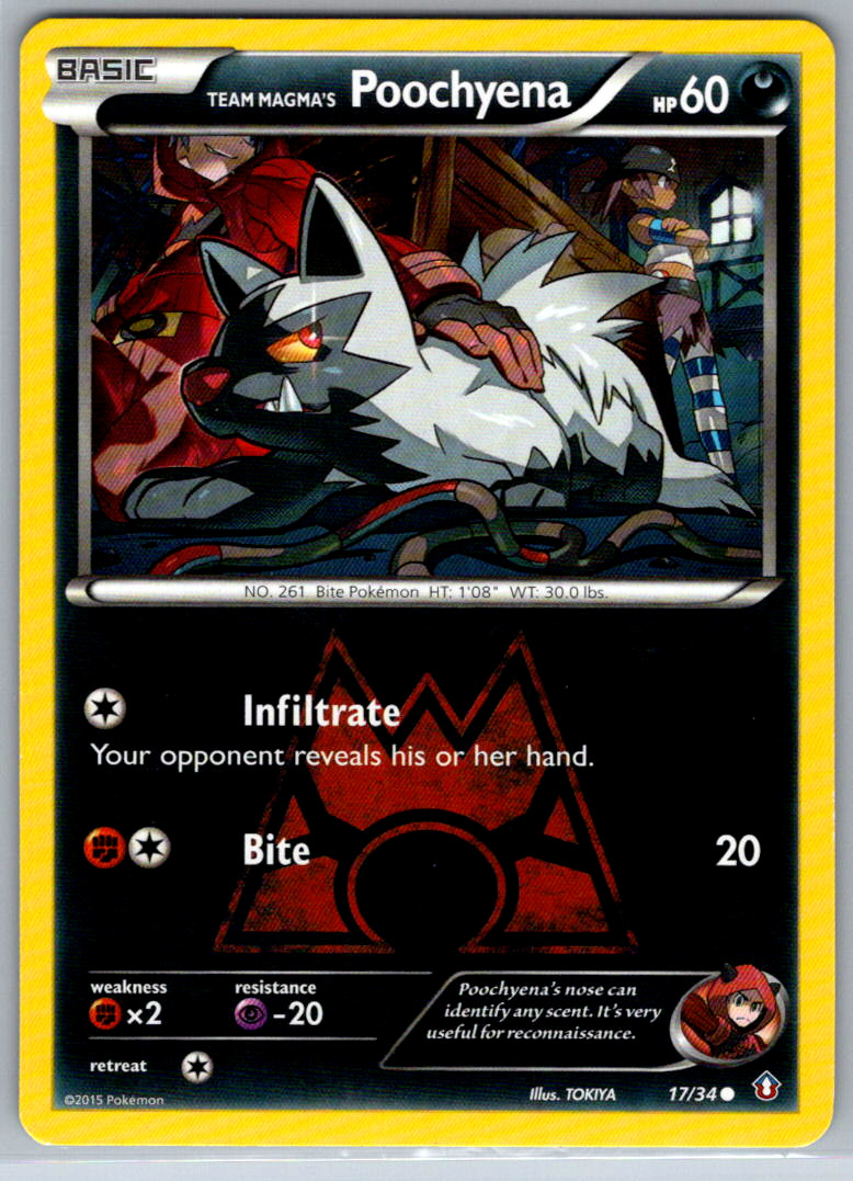 Pokemon Team Magma's Poochyena XY Double Crisis 17/34 LP