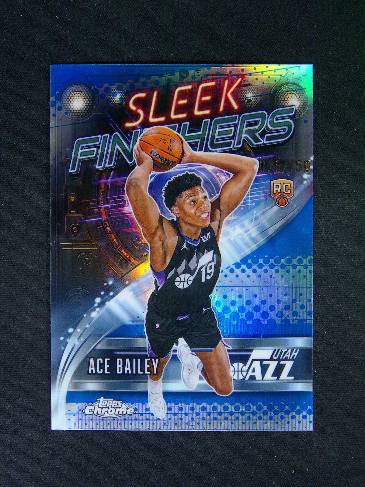 2025-26 Topps Chrome Ace Bailey RC Rookie Sleek Finishers Blue Refractor /150