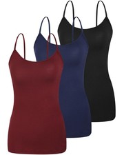 Womens Camisole Tank Top Cami Basic Layering Undershirt 3/4 Pack - Summer Wear