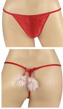 VICTORIA'S SECRET DREAM ANGELS SATIN POM POM V-STRING THONG PANTY S M L XL NWT