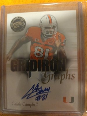 2008 Press Pass SE Calais Campbell Gridiron Graphs Rookie RC Auto U Of Miami Sp