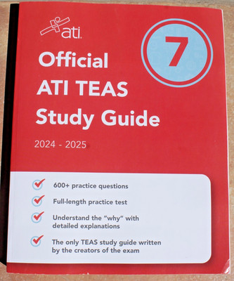 Official ATI TEAS Study Guide 7 (2024-2025 Ed.) - Paperback - v. good condition
