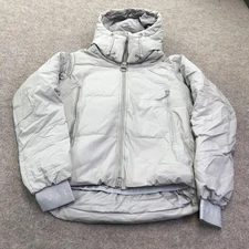 The Arrivals Puffer Jacket Mens Small Gray Hooded Down Coat NYC Modern Winter