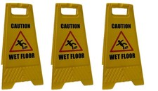 3 x CAUTION WET FLOOR AND CLEANING IN PROGRESS A- FRAME SIGN, 2 IN 1 WARNINGSIGN
