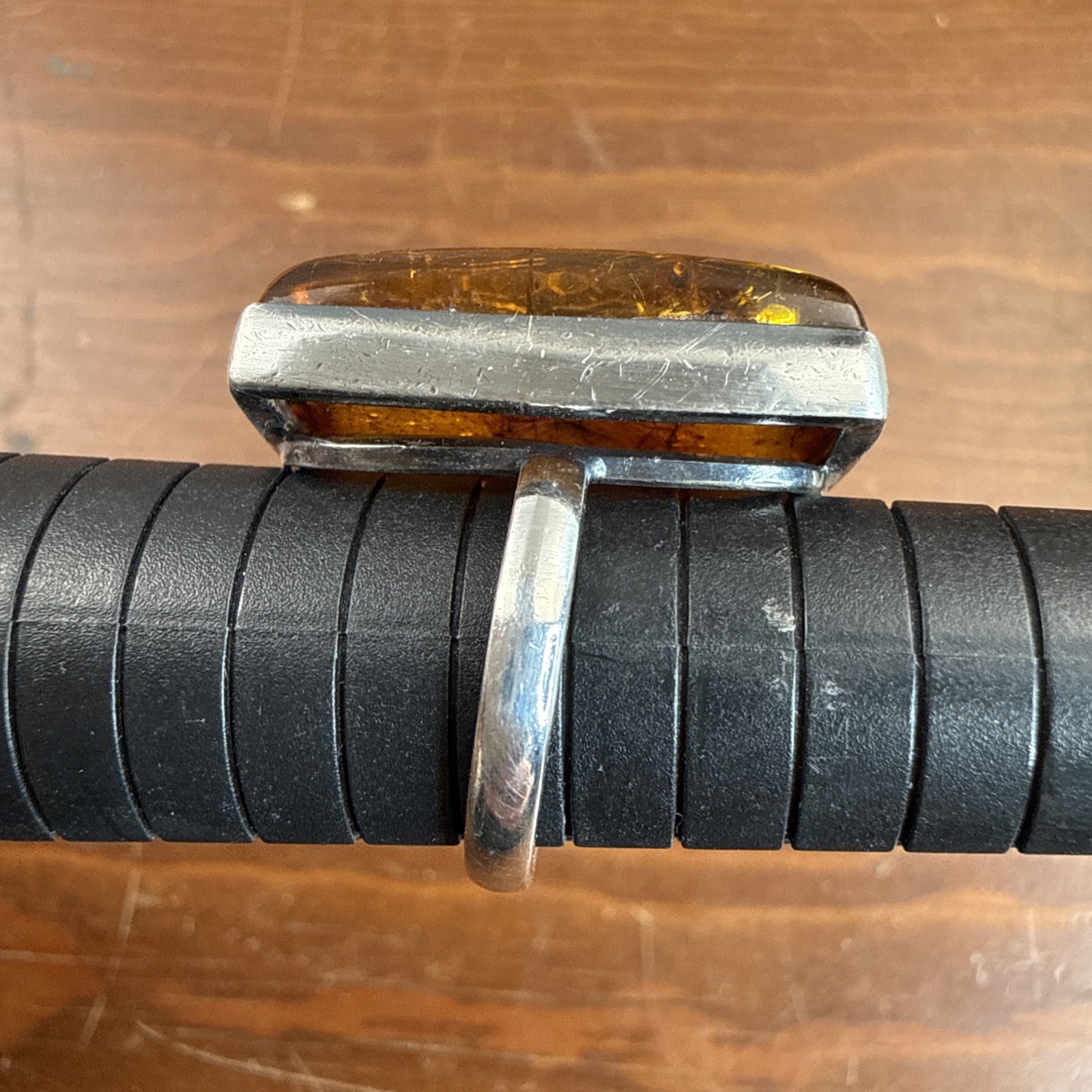 Rectangular Natural Baltic Amber Sterling Silver … - image 6