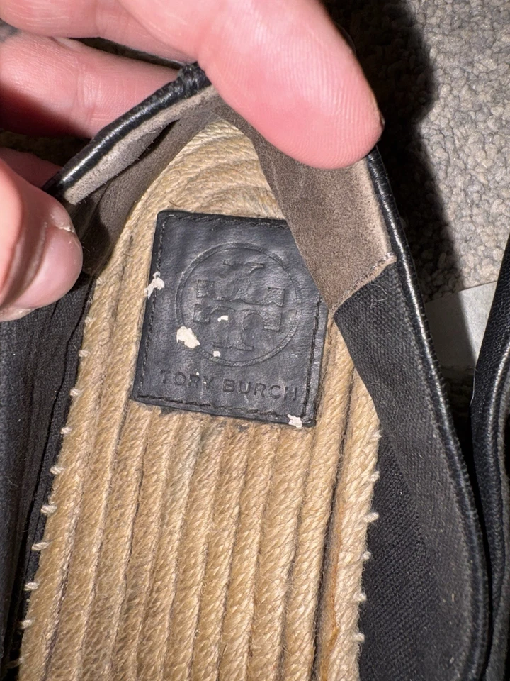 Alpargata Tory Burch INES mocasín plano de cuero negro para mujer talla 7  Foto 3 de 4