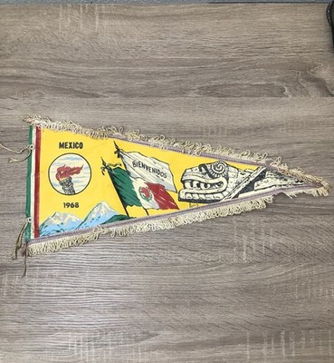 Vintage 1968 Mexico Olympics 18  Pennant Vilchis Art