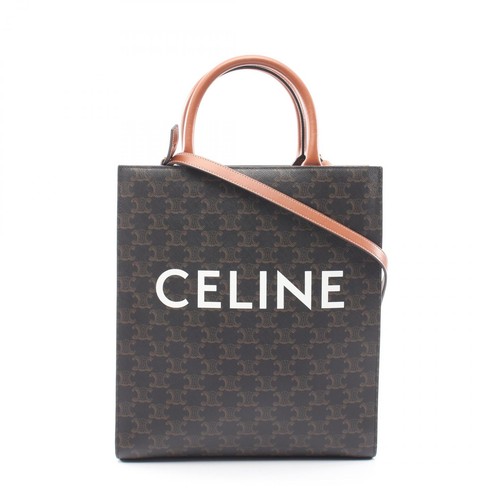 CELINE Small Vertical Cabas Triomphe 2WAY Tote Bag 191542 canvas Black Brown