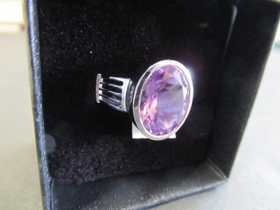 WUNDERSCHÖNER DAMENRING WEISSGOLD ÜBER SS 5,5 KARAT AMETHYST GRÖSSE 7 DESIGNER