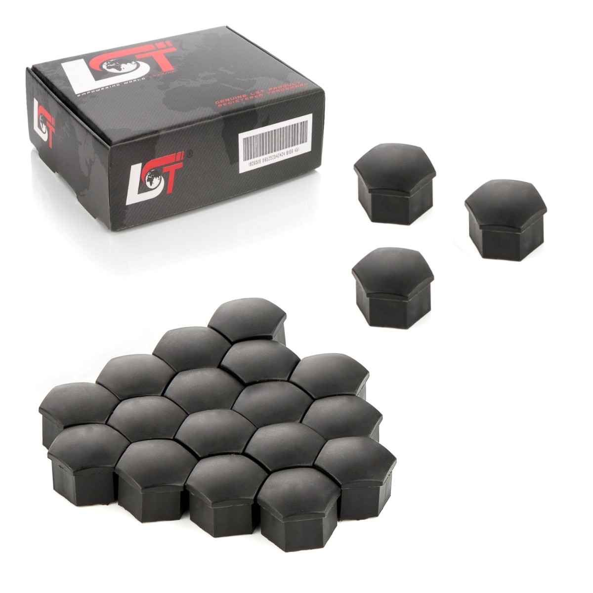20X Wheel Nut Caps Cover Caps 17 Mm Black For JEEP