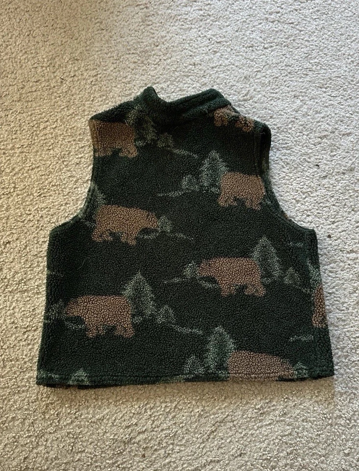 Chaleco vintage Kitestrings verde marrón oso cremallera niños talla 8/10 Foto 3 de 4