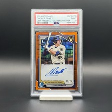 Cooper Pratt 2024 1st Bowman Chrome Orange Refractor CPA-CP /25 PSA 9 Brewers