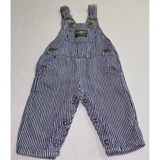 OshKosh B'gosh Overalls Vintage Hickory Stripe Blue White 3/6 Months USA Made