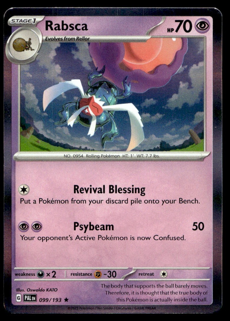Rabsca 99/193 Pokemon Card Paldea Evolved Rare 70 HP Holo Near Mint ZL