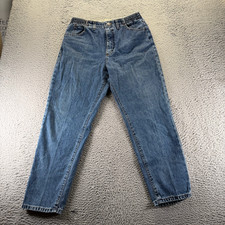 Vintage Lee Jeans Womens 12P Blue Cotton Denim Straight Faded Workwear Made USA