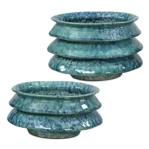 Uttermost 18147 ZigZag 10"W Ceramic Decorative Bowls - Set of 2 - Green - Picture 1 of 4