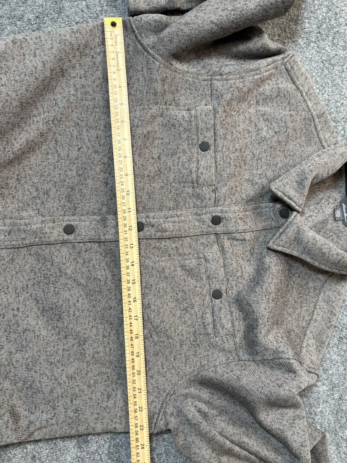 Eddie Bauer Jacket Mens XL Gray Fleece Knit Snap Front Shacket Casual Outdoor image 6
