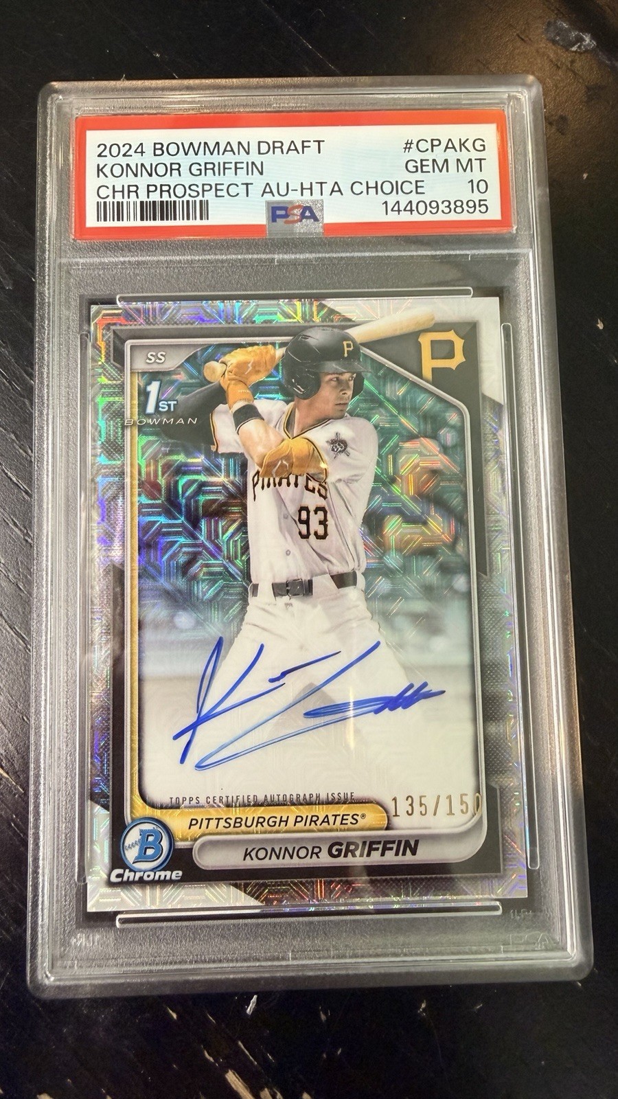 2024 BOWMAN DRAFT CHROME 1st AUTO hat choice KONNOR GRIFFIN #/150 psa 10