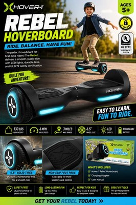 Hover-1 Rebel Hoverboard | 6 MPH Self-Balancing Electric Hoverboard for Kids