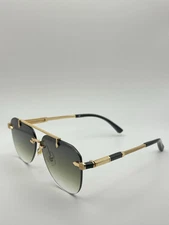 Luxury Rimless Gold Sunglasses: Unisex Gradient Lens, Flat Top Semi-Round UV400